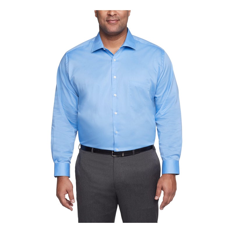 Van Heusen Men's Tall Dress Shirts Tall Fit Flex Solid Spread Collar Shirt, Blue Frost, 19" Neck 37"-38" Sleeve - Image 1